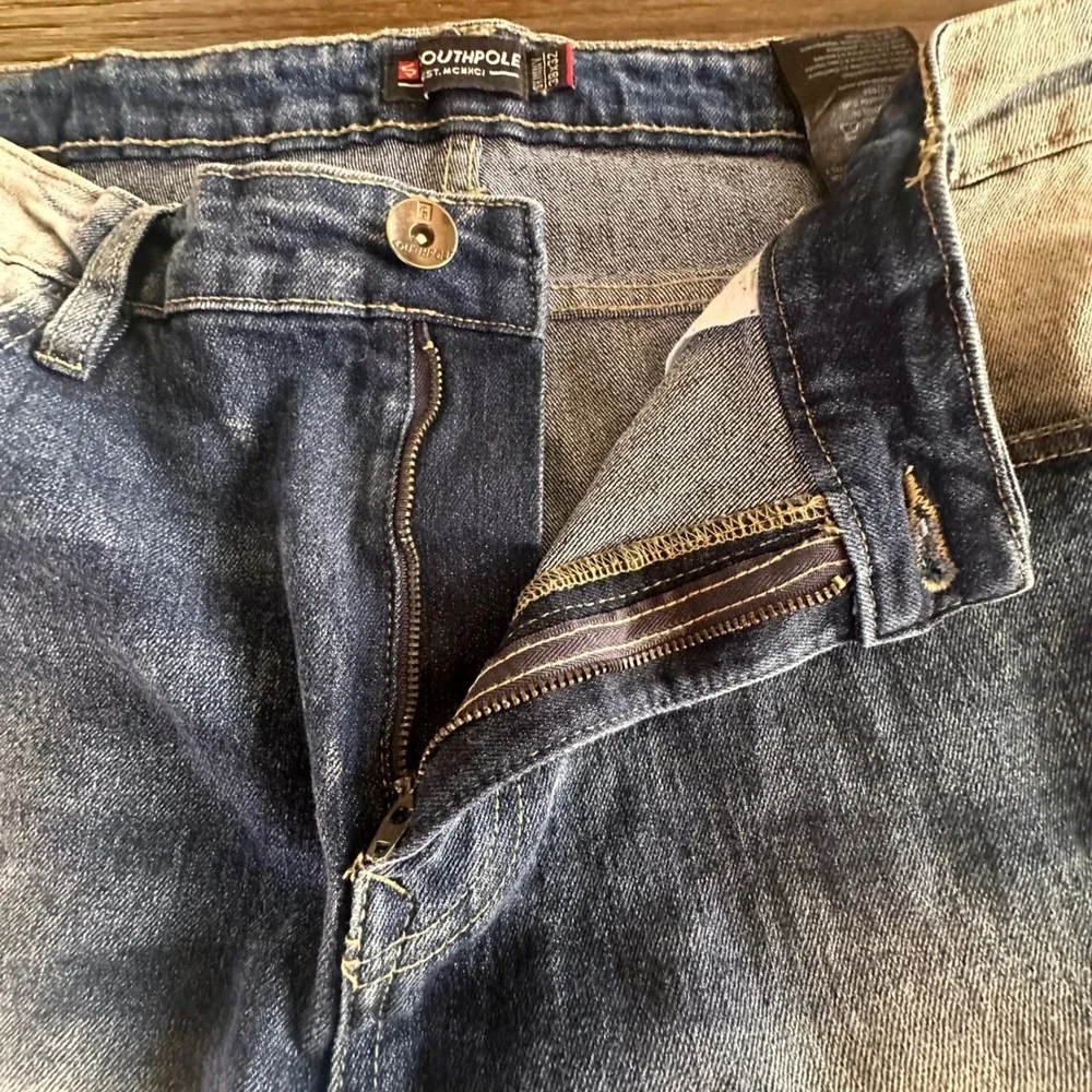 Southpole Denim Biker Streetwear Shorts Mens Size 38 Blue‎ Distressed Cut Off
